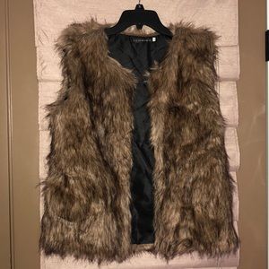 Brown faux fur vest